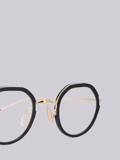 Shop Thom Browne Tb911 - Black And Gold Round Glasses