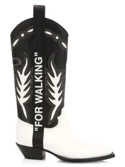 Shop Off-white For Walking Leather Cowboy Boots In Black White