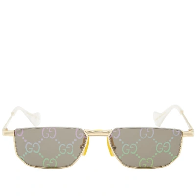 Shop Gucci Gg0627s Logo Sunglasses In Gold