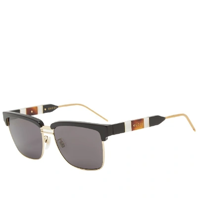 Shop Gucci Sophisticated Web Sunglasses In Black