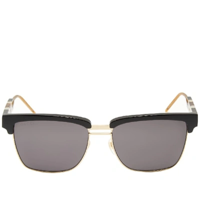 Shop Gucci Sophisticated Web Sunglasses In Black