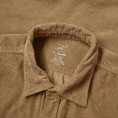 Shop Save Khaki Corduroy Overshirt In Brown