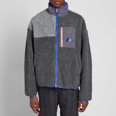 Shop Ader Error Colour Block Fleece Jacket In Grey
