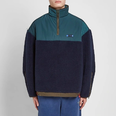 Shop Ader Error Oversized Half Zip Fleece In Blue