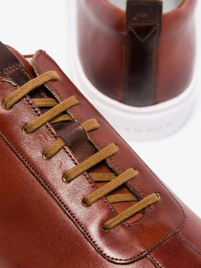 Shop Grenson Hand-painted Leather Sneakers In Brown