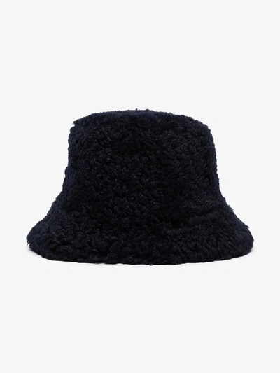 Shop Sunnei Blue Shearling Bucket Hat