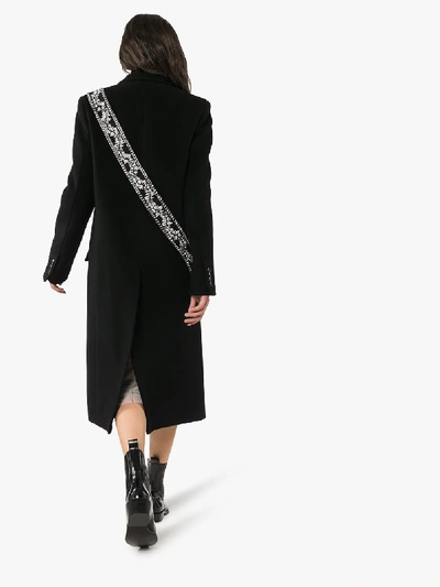 Shop Amiri Floral Embellished Wool Coat In Black