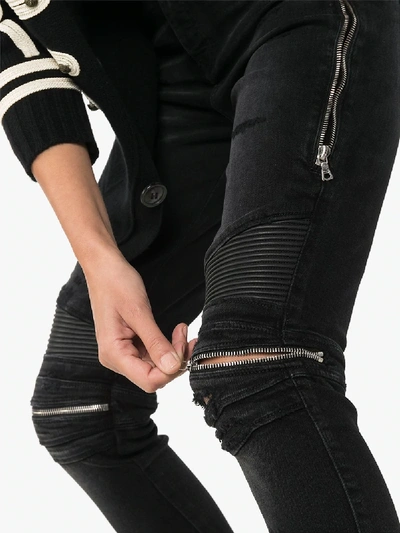 Shop Amiri Mx2 Zipped Skinny Jeans In Black