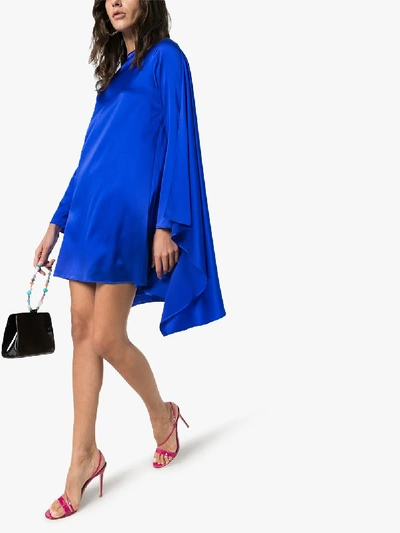 Shop Bernadette Judy Cape Mini Dress In Blue