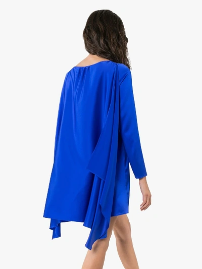 Shop Bernadette Judy Cape Mini Dress In Blue