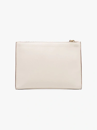 Shop Stella Mccartney White Perforated Logo Clutch Bag