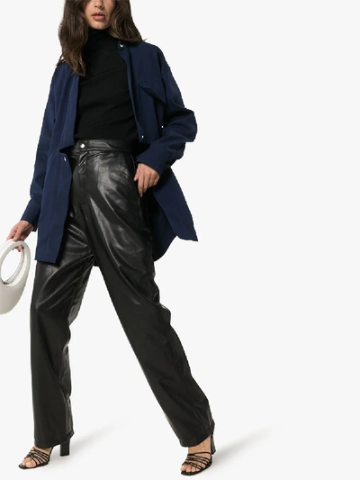 Shop Markoo Wide Leg Faux Leather Trousers In Black