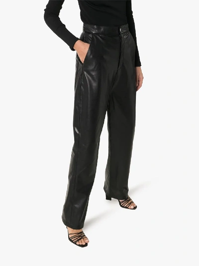 Shop Markoo Wide Leg Faux Leather Trousers In Black