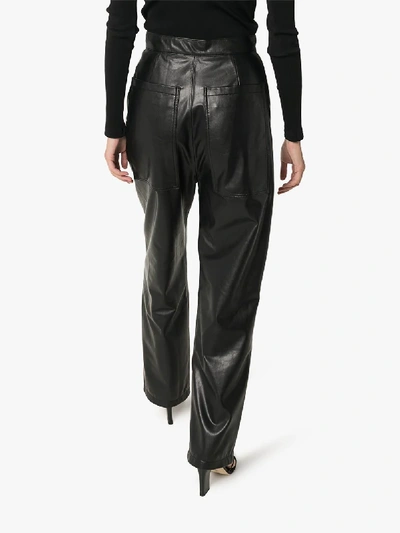 Shop Markoo Wide Leg Faux Leather Trousers In Black