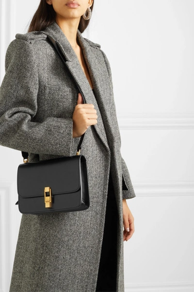 Shop Saint Laurent Carre Leather Shoulder Bag In Black