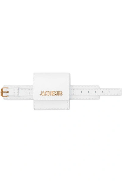 Shop Jacquemus Le Sac Mini Textured-leather Bracelet Bag In White