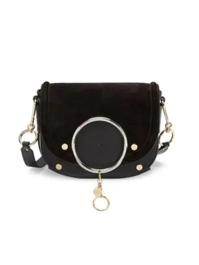 Shop See By Chloé Women's Mara Suede & Leather Saddle Bag In Black