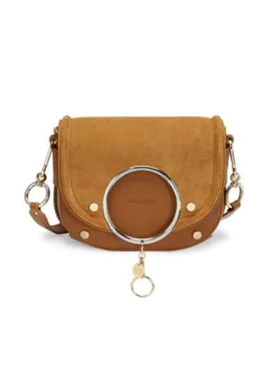 Shop See By Chloé Women's Mara Suede & Leather Saddle Bag In Caramel
