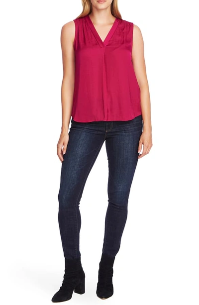 Shop Vince Camuto Rumpled Satin Blouse In Magenta