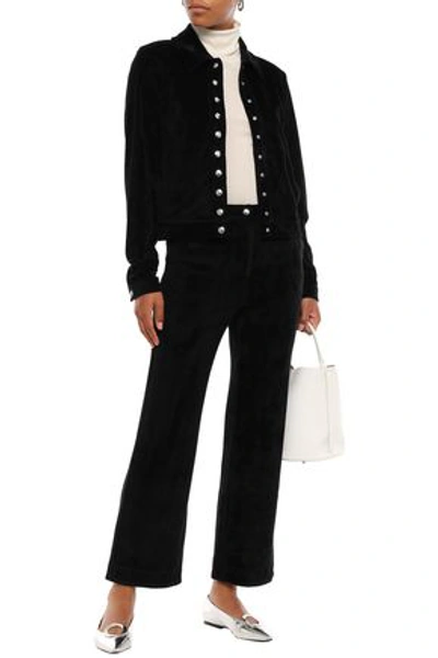 Shop Alexa Chung Studded Velvet Bootcut Pants In Black