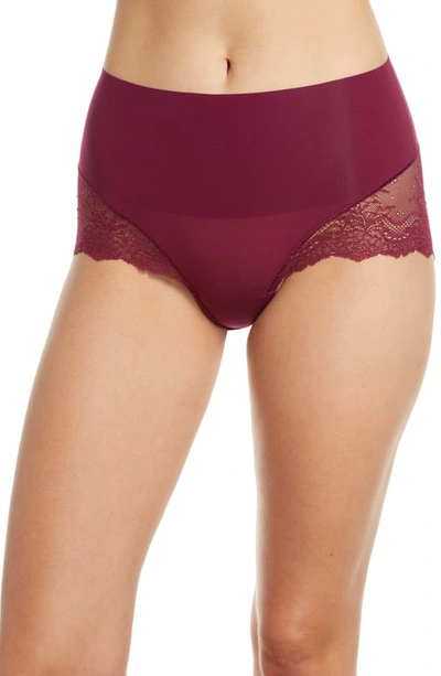 Shop Spanx Undie-tectable Lace Hipster Panties In Bordeaux