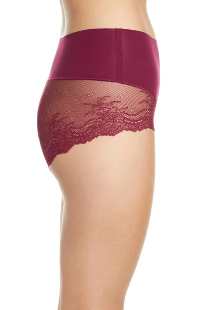 Shop Spanx Undie-tectable Lace Hipster Panties In Bordeaux