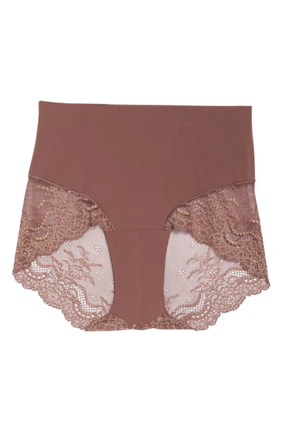 Shop Spanx Undie-tectable Lace Hipster Panties In Cocoa Rose Crssdye