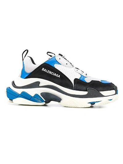 Shop Balenciaga Triple S Paneled Sneaker In Blue