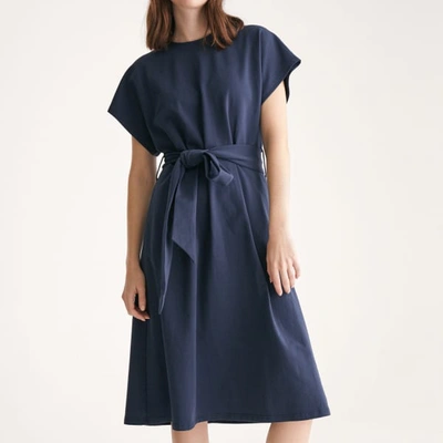 Shop Paisie Jersey Dress With Self Belt In Navy