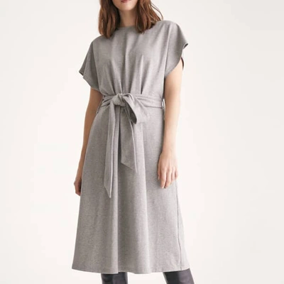 Shop Paisie Jersey Dress With Self Belt In Light Grey