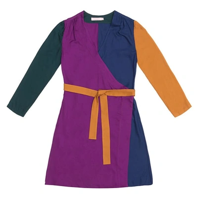 Shop Tomcsanyi Terez Color Block Wrap Dress In Multicolour