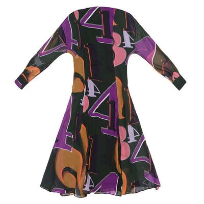 Shop Tomcsanyi Margit Grid Numbers Print Open Back Tie Midi Dress In Multicolour
