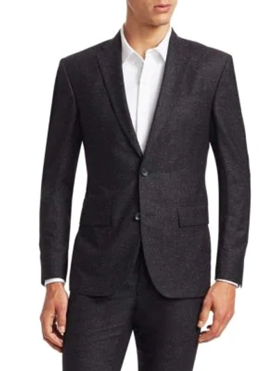Shop Saks Fifth Avenue Modern Wool & Silk Suit Jacket In Charcoal
