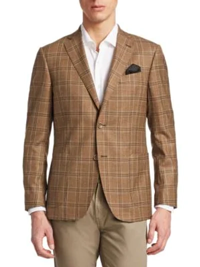 Shop Saks Fifth Avenue Collection Plaid Wool Sportcoat In Brown