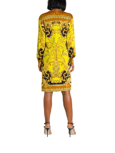 Shop Versace Baroque Printed Tunic Dress In Giallo