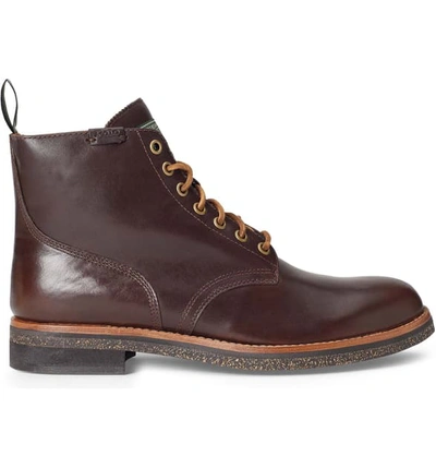 Shop Polo Ralph Lauren Rl Army Boot In Polo Brown Leather