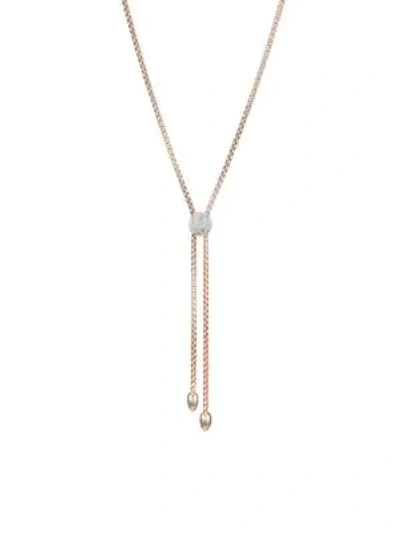 Shop Monica Vinader 18k Rose Gold Vermeil & Diamond Fiji Button Lariat Necklace