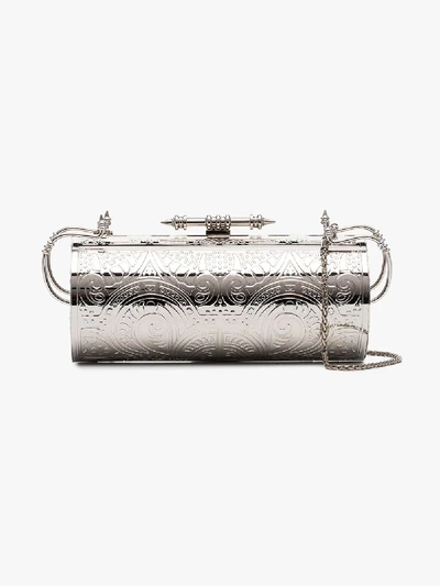 Shop Okhtein Silver Tone Felucca Clutch Bag