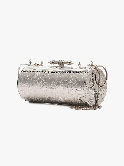 Shop Okhtein Silver Tone Felucca Clutch Bag
