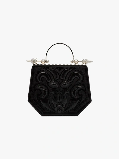 Shop Okhtein Black And Silver Hexagon Minaudière Cross Body Bag