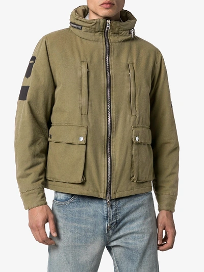 Shop Amiri Logo Hooded Jacket In Green