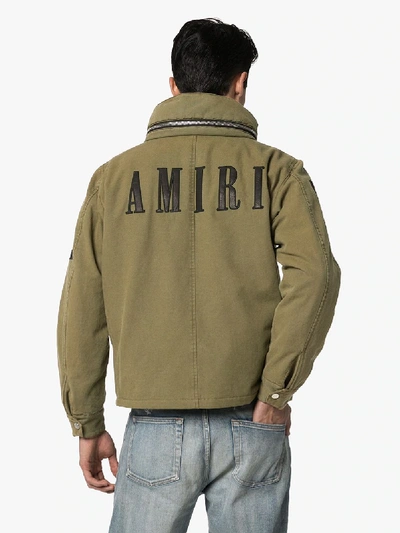 Shop Amiri Logo Hooded Jacket In Green