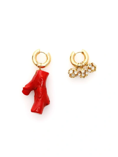 Shop Timeless Pearly Mismatched Earrings In Variante Abbinata (red)