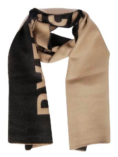 Shop Balenciaga Logo Detail Scarf In Lemon Black