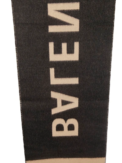 Shop Balenciaga Logo Detail Scarf In Lemon Black