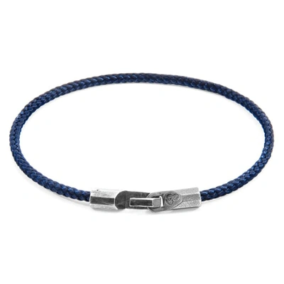Shop Anchor & Crew Navy Blue Talbot Silver & Rope Bracelet