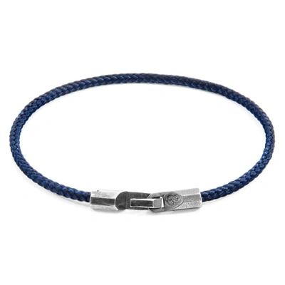 Anchor & Crew Navy Blue Talbot Silver & Rope Bracelet In Rope