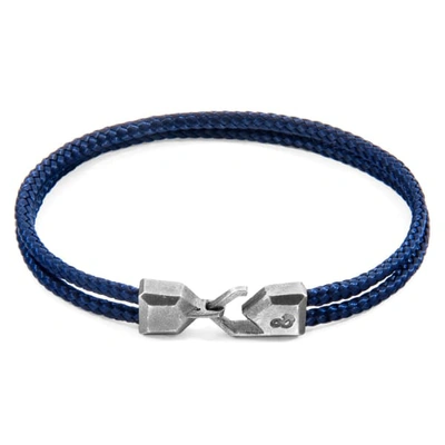 Shop Anchor & Crew Navy Blue Cromer Silver & Rope Bracelet