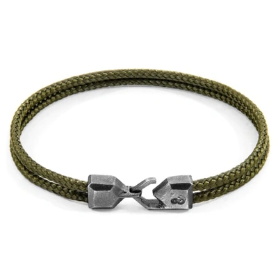 Shop Anchor & Crew Khaki Green Cromer Silver & Rope Bracelet