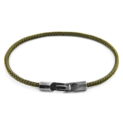 Shop Anchor & Crew Khaki Green Talbot Silver & Rope Bracelet